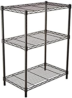 AmazonBasics 3-Shelf Shelving Storage Unit, Metal Organizer Wire Rack, Black (23.2L x 13.4W x 30H)