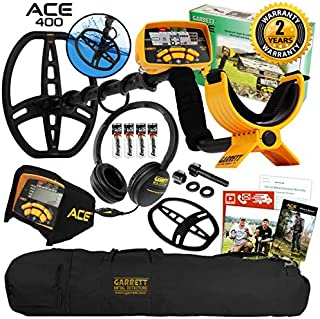 Garrett ACE 400 Metal Detector with DD Waterproof Search Coil and Carry Bag (Pack 1)