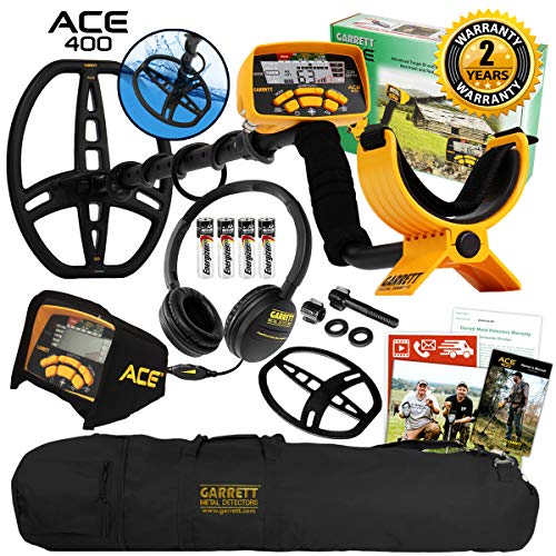 Garrett ACE 400 Metal Detector with DD Waterproof Search Coil and Carry Bag (Pack 1)