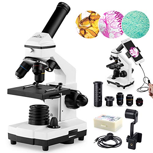 200X-2000X Microscopes for Kids Students Adults, with Microscope Slides Set, Phone Adapter, Powerful Biological Microscopes for School Laboratory Home Science Education