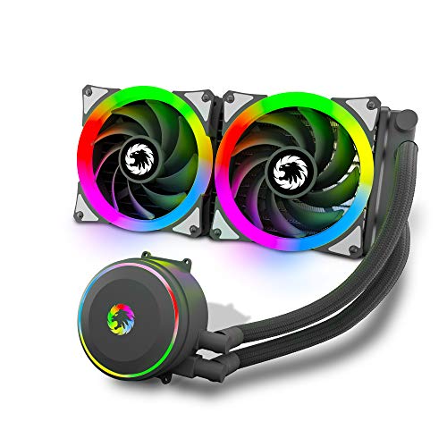 Liquid Cooler All-in-One, Performance Dual Addressable RGB Fans with Software Control, GAMEMAX ICEBERG-240-RAINBOW