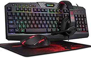 Redragon S101 Wired RGB Backlit Gaming Keyboard and Mouse, Gaming Mouse Pad, Gaming Headset Combo All in 1 PC Gamer Bundle for Windows PC  (Black)