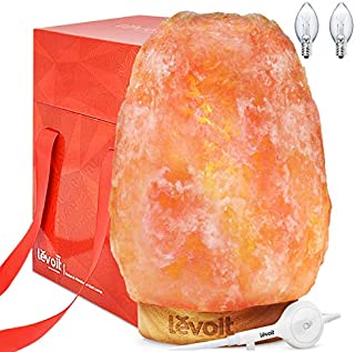 Levoit Large Salt Lamp, Himalayan / Hymilain Sea Pink Crystal Large Salt Rock Lamps, Night Light, Real Rubber Wood Base, Dimmable Touch Switch, Luxury Gift Box(ETL Certified, 2 Extra Original Bulbs)