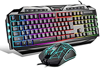 Gaming Keyboard and Mouse Combo,MageGee GK710 Wired Backlight Keyboard and Gaming Mouse Combo,PC Keyboard and Adjustable DPI Mouse for PC/Laptop/MAC 