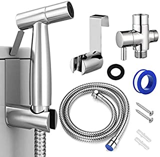 Bidet Sprayer for Toilet, Handheld Cloth Diaper Sprayer, Bathroom Sprayer Kit Spray Attachment with Hose, Stainless Steel Easy Install Great Water Pressure for Bathing Pets, Feminine Hygiene