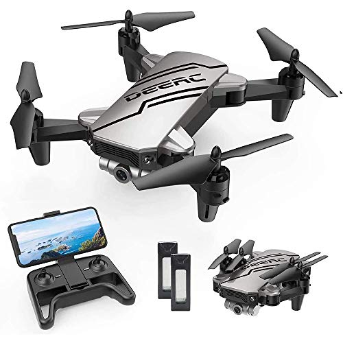 DEERC D20 Mini Drone for Kids with 720P HD FPV Camera Remote Control Toys Gifts for Boys Girls with Altitude Hold, Headless Mode, One Key Start Speed Adjustment, 3D Flips 2 Batteries, Silver