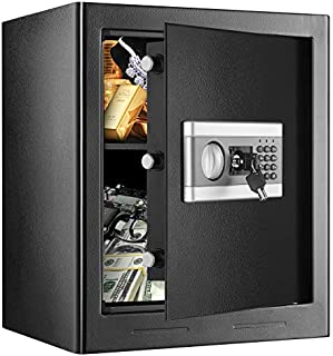 1.53Cub Security Safe Lock Box, Security Home Safe with Digital Keypad, Fireproof Safe & Waterproof Safe, Gun Document Safe Box for Home Office Hotel Business with Emergency Key (1.53Cubic)