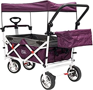 Creative Outdoor Distributor Push Pull Collapsible Folding Wagon Stroller for Kids, with Canopy (Purple)