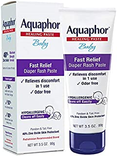 Aquaphor Baby Diaper Rash Paste - Fast Relief For Troublesome Diaper Rash and Flare-ups - 3.5 Oz. Tube