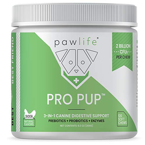 pawlife Probiotics for Dogs - 3-in-1 Formula with Probiotics, Prebiotics, and Digestive Enzymes for Diarrhea, Constipation, Yeast Infections, Allergies, Hot Spots - 120 Dog Probiotic Soft Chews