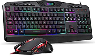 Redragon S101 Wired Gaming Keyboard and Mouse Combo, RGB Backlit Gaming Keyboard with Multimedia Keys, Wrist Rest, PLUS RED LED Gaming Mouse with 3200 DPI for Windows PC Gamers  (Black)