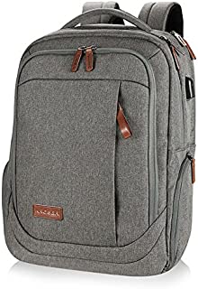 KROSER Laptop Backpack Large Computer Backpack Fits up to 17.3 Inch Laptop with USB Charging Port Water-Repellent School Travel Backpack Casual Daypack for Business/College/Women/Men-Grey