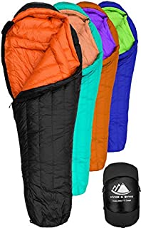 Hyke & Byke Eolus 0 Degree F 800 Fill Power Hydrophobic Goose Down Sleeping Bag with ClusterLoft Base - Ultra Lightweight 4 Season Mens and Womens Mummy Bag Designed for Backpacking