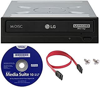 LG WH16NS60 16x Internal Blu-ray BDXL M-Disc Drive (with Ultra HD 4K Playback) Bundle with Cyberlink Software and SATA Cable