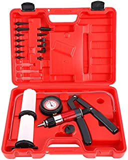 KUNTEC 21pcs Hand Held Vacuum Pump Tester Set Vacuum Gauge and Brake Bleeder Kit for Automotive