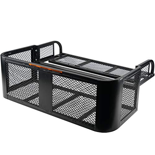 ORCISH ATV UTV Universal Rear Drop Basket Rack Detachable Steel Luggage Cargo Steel Mesh Surface