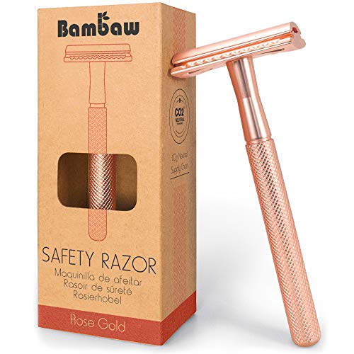 Rose Gold Safety Razor Women | Metal Razors for Women | Reusable Razor | Eco Friendly Shaving | Metal Shaver | Double Blade Razor | Waste Free | Ladies Safety Razor | Eco Razors for Women | Bambaw