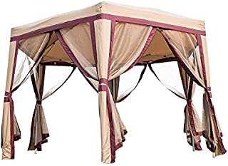 Peach Tree 12 x 10 Pop-Up Outdoor Canopy with Mosquito Netting Patio Iron Gazebo Garden Backyard Tent with Mesh Side