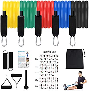 Resistance Bands Set,Exercise Bands Stackable Workout Bands with Door Anchor,Handles,Legs Ankle Straps for Exercise Stretch Fitness, Arms Booty Bands Training, Physical Therapy,Home Workouts,Yoga