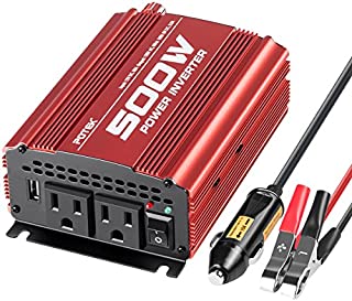 POTEK 500W Car Power Inverter DC 12V to AC 110V with 2AC outlets and 2A USB Port