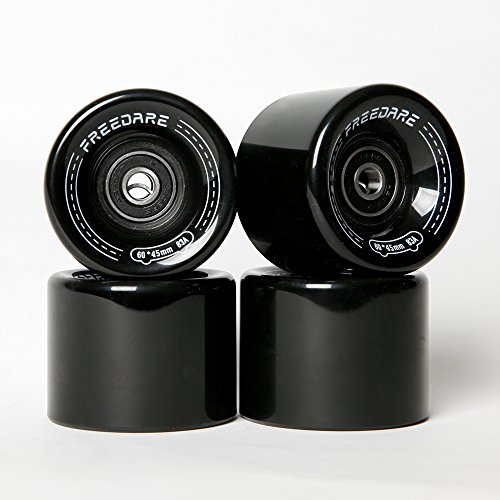 FREEDARE Skateboard Wheels 60mm 83a with Bearings and Spacers Cruiser Wheels (Black,Pack of 4)