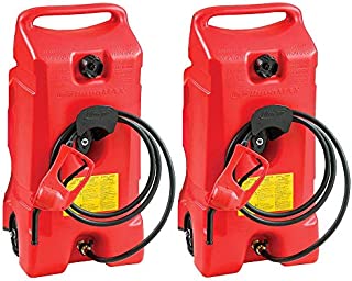 Scepter Flo N Go Duramax 14 Gallon Portable On-Wheels Gas Fuel Tank Container with LE Fluid Transfer Siphon Pump and 10-Foot Long Hose (2 Pack)