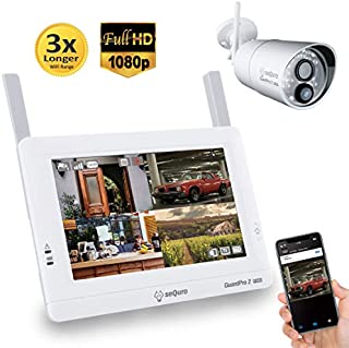 Sequro GuardPro2 1080P Long Range Security Camera System Wireless with 7-inch Touchscreen Monitor, 4CH NVR Kit and Night Vision 2.0MP Camera with PIR Sensor