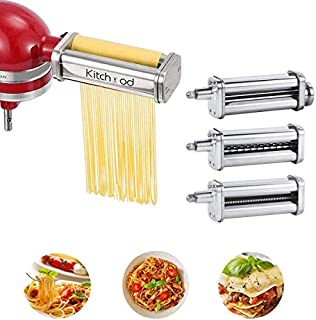 Pasta Attachment 3-Piece Set for KitchenAid Stand Mixers, Including Pasta Sheet Roller, Fettuccine and Spaghetti Cutter, Pasta Maker Accessories by Kitchood