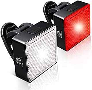 BrightRoad First Smart Bike Light Set, Ultra Bright Front 80 & Back 40 Lumens Led Bicycle Lights, IPX6 Waterproof Headlight & Tail Light, Auto On/Off Sensor Flashlights with Built-in Reflectors