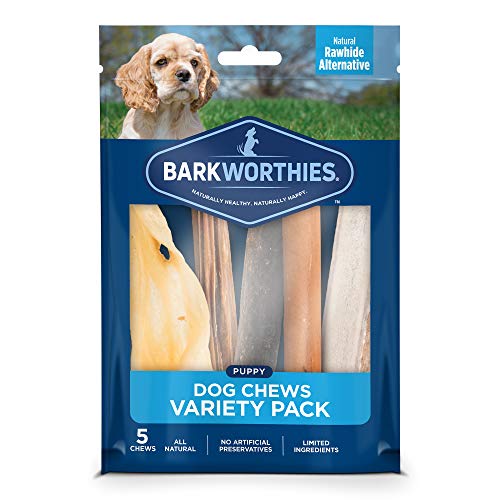 Barkworthies Healthy Dog Treats & Chews Puppy Dog Variety Pack (5 Chews) - Protein-Rich, All-Natural, Highly Digestible, Rawhide Alternative - Promotes Dental Health - Great Gift for All Dogs