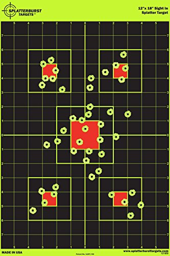 50 Pack - 12 x 18 inch Sight in - Splatterburst Shooting Targets - Gun - Rifle - Pistol - Airsoft - BB Gun - Pellet Gun - Air Rifle