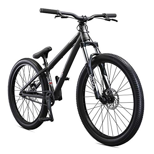 Mongoose Fireball Dirt Jump Mountain Bike, 26-Inch Wheels, Mechanical Disc Brakes, Grey