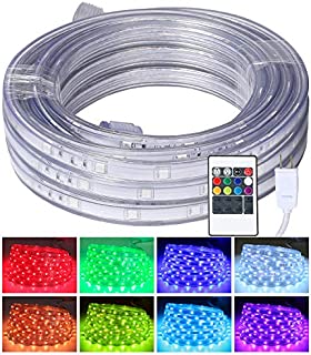 LED Rope Lights, 16.4ft Flat Flexible RGB Strip Light, Color Changing, Waterproof for Indoor Outdoor Use, Connectable Decorative Lighting, 8 Colors and Multiple Modes