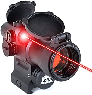 AT3 LEOS Red Dot Sight with Integrated Laser & Riser - 2 MOA Red Dot Scope with Flip Up Lens Caps