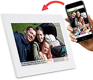 Feelcare 10 Inch Smart WiFi Digital Photo Frame with Touch Screen, Send Photos or Small Videos from Anywhere, IPS LCD Panel, Built in 8GB Memory, Wall-Mountable, Portrait&Landscape(White)