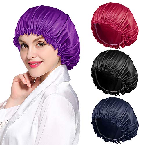 ROYBENS 4PCS Satin Bonnet for Women Natural Curly Hair,D