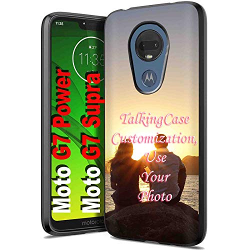 TalkingCase Personalize Custom Black Thin Gel Phone Case for Motorola Moto g7 Power,Supra,Your Photo,Light Weight,Ultra Flexible,Soft Touch,Anti-Scratch,Designed in USA
