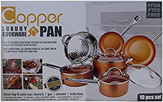 Copper Pan 10-Piece Luxury Induction Cookware Set Non-Stick, 21.5 x 11.5 x 11 inches