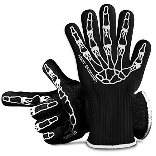 Heat Guardian Heat Resistant Gloves  Protective Gloves Withstand Heat Up To 932  Use As Oven Mitts, Pot Holders, Heat Resistant Gloves for Grilling  Features 5 Cuff for Forearm Protection