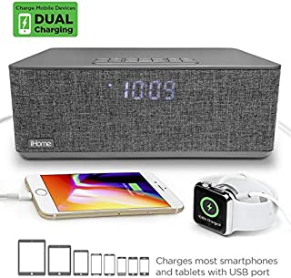 iHome Bluetooth Dual Alarm FM Clock Radio with Speakerphone and Dual USB Charging (Dual Charge)