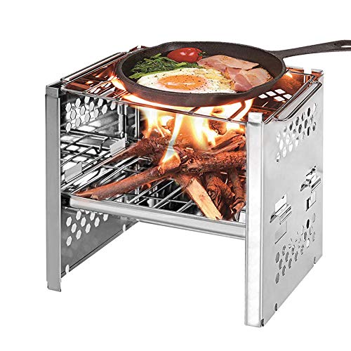 Lixada Camping Stove Wood Burning BBQ Grill Stoves Potable Folding Stainless Steel Backpacking Stove for Backpacking Hiking Camping Cooking