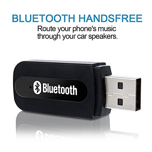 USB Bluetooth Receiver for Car, Music Streaming Car Kit, Portable Wireless Audio Adapter 3.5mm Aux Cable