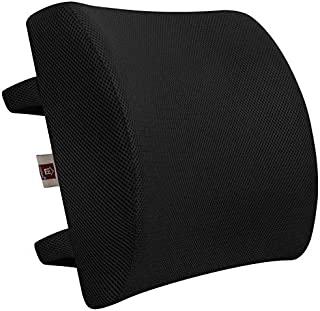 LOVEHOME Lumbar Support Pillow for Chair and Car, Memory Foam Back Cushion for Back Pain Relief - Ideal Back Support for Office Chair, Computer, Carseat, Gaming Chair, Recliner (Black)