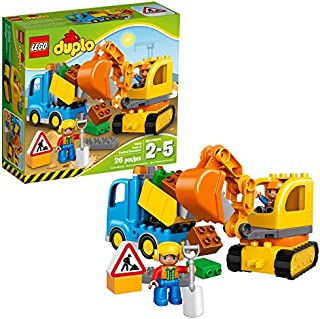 LEGO DUPLO Town Truck & Tracked Excavator 10812 Dump Truck and Excavator Kids Construction Toy with DUPLO Construction Worker Figures (26 pieces)