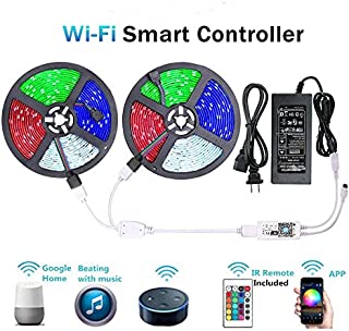 WenTop LED Light Strip, WiFi Wireless Smart Phone Controlled Strip Light Kit 65.6ft 5050 RGB 600LEDs Lights with DC24V UL Rope Light,Working with Android and iOS System,IFTTT, Google Assistant