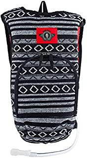 Dan-Pak Rave Hydration Pack 2l- Hippie Trip (Black/Red) -Black and White Woven Tribal Design - Perfect for Music Festivals and Camping!