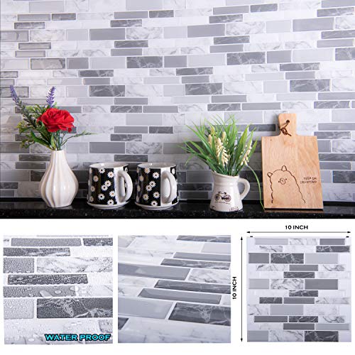 STIQUICK TILES Peel and Stick Backsplash - for Kitchen Decorative Tiles in Marble (10 Sheets) (10