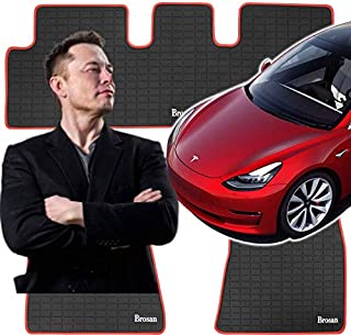 Tesla Model 3 Floor Mats Set - All Weather - Nonslip Heavy Duty Rubber (2017-2020) Driver, Passenger and Back Seat Mat