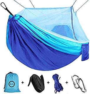 Camping Hammock with Net Mosquito, Parachute Fabric Camping Hammock Portable Nylon Hammock for Backpacking Camping Travel, Double Single Hammocks for Camping 110