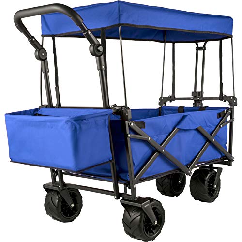 Happybuy Collapsible Wagon Cart Blue, Foldable Wagon Cart Removable Canopy 600D Oxford Cloth, Collapsible Wagon Oversized Wheels, Portable Folding Wagon Adjustable Handles, for Beach, Garden, Spor
</p>
                                                            </div>
                            <div class=